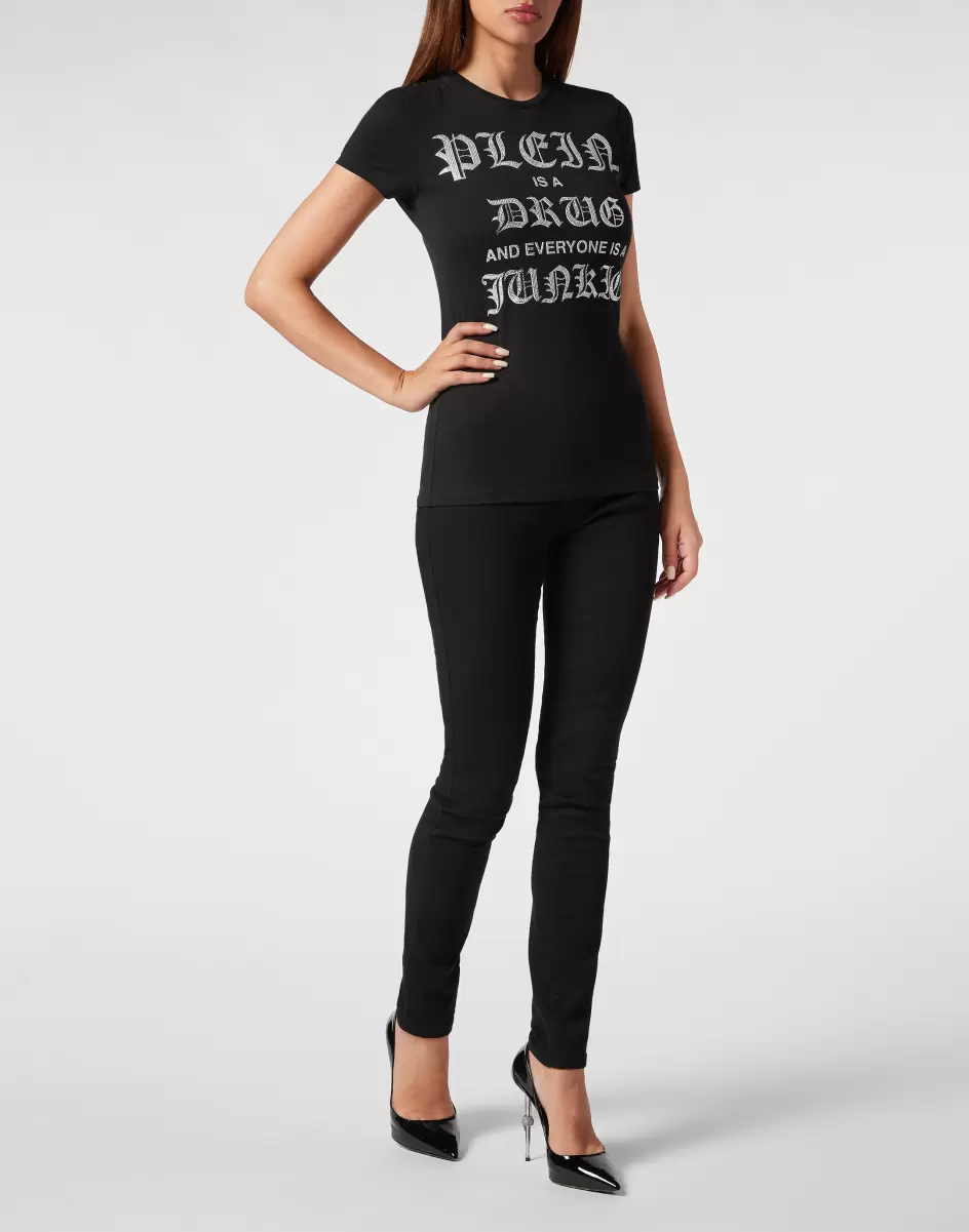 T-Shirt Sexy Pure With Crystals Camiseta & Polos Mujer Clásico Black Philipp Plein - 3