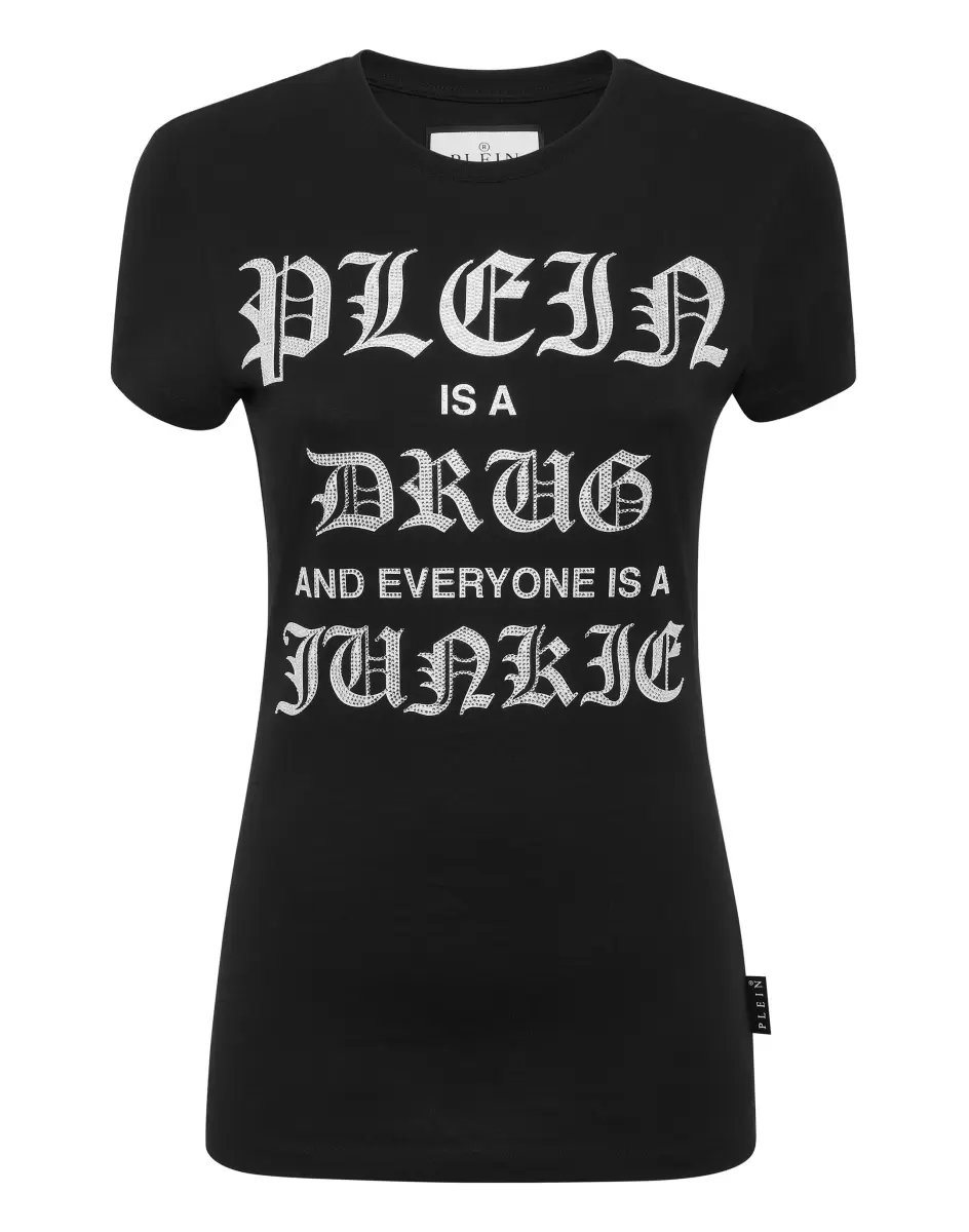 T-Shirt Sexy Pure With Crystals Camiseta & Polos Mujer Clásico Black Philipp Plein