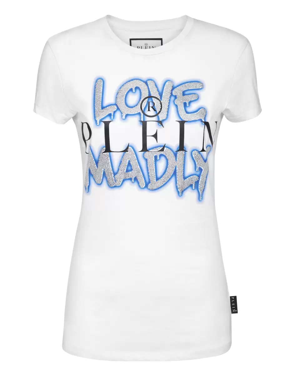 White / Light Blue T-Shirt Sexy Pure With Crystals Mujer Camiseta & Polos Philipp Plein Complejidad
