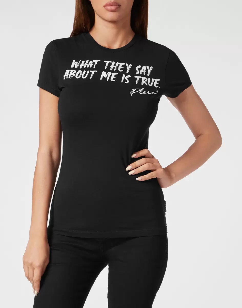 Mujer Camiseta & Polos Barato T-Shirt Sexy Pure With Crystals Black Philipp Plein - 1