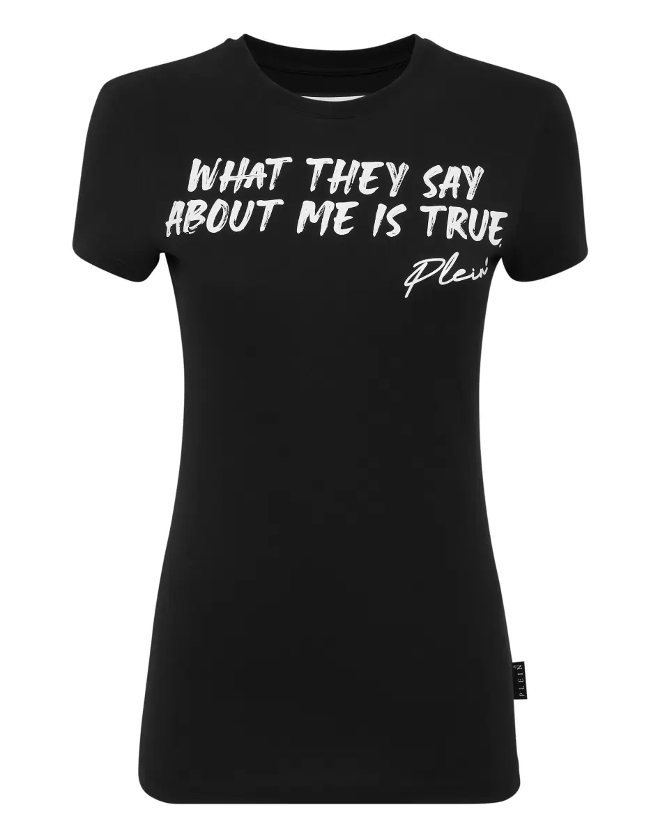 Mujer Camiseta & Polos Barato T-Shirt Sexy Pure With Crystals Black Philipp Plein