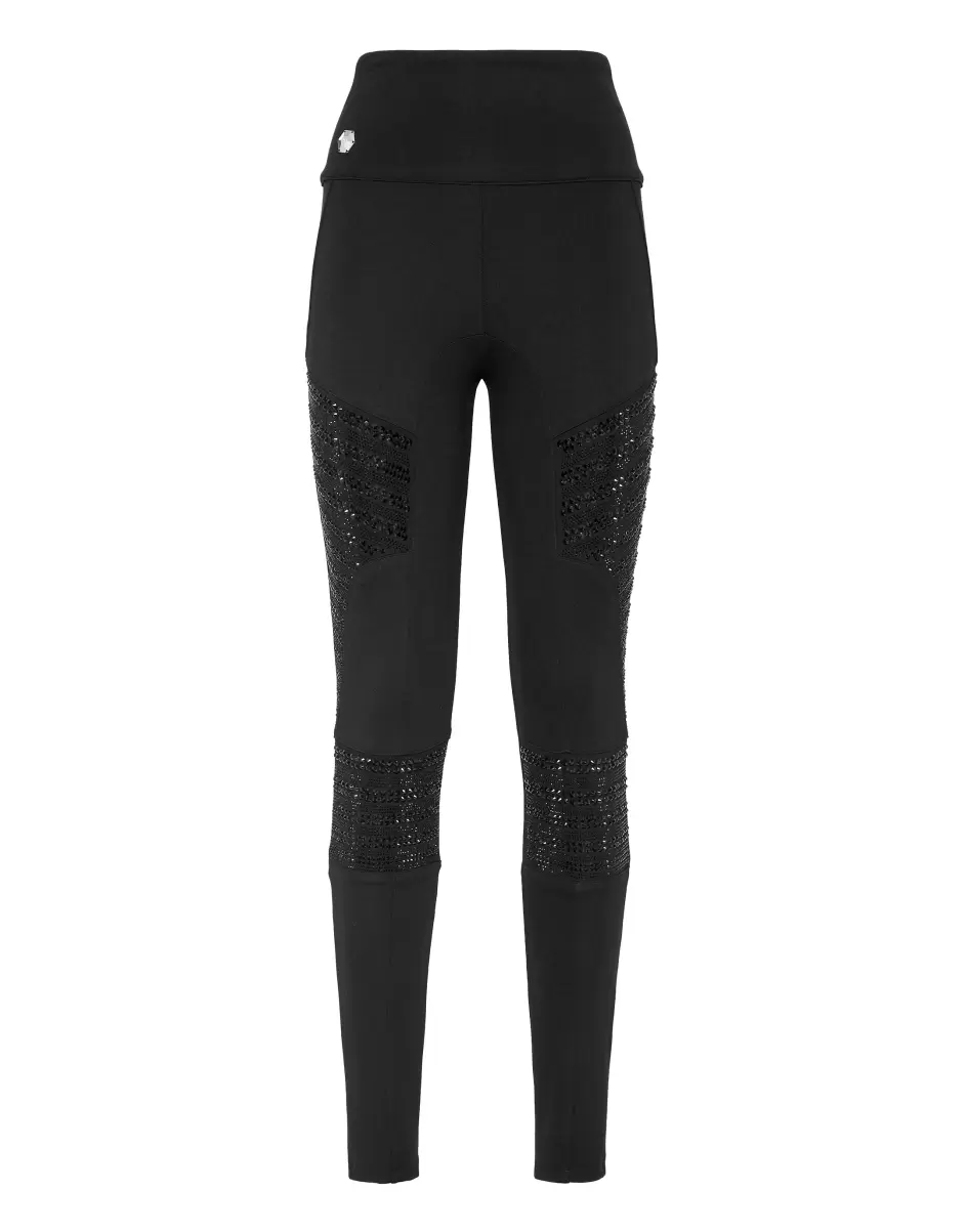 Philipp Plein Personalización Mujer Leggings Crystal Pantalones & Shorts Black / Black