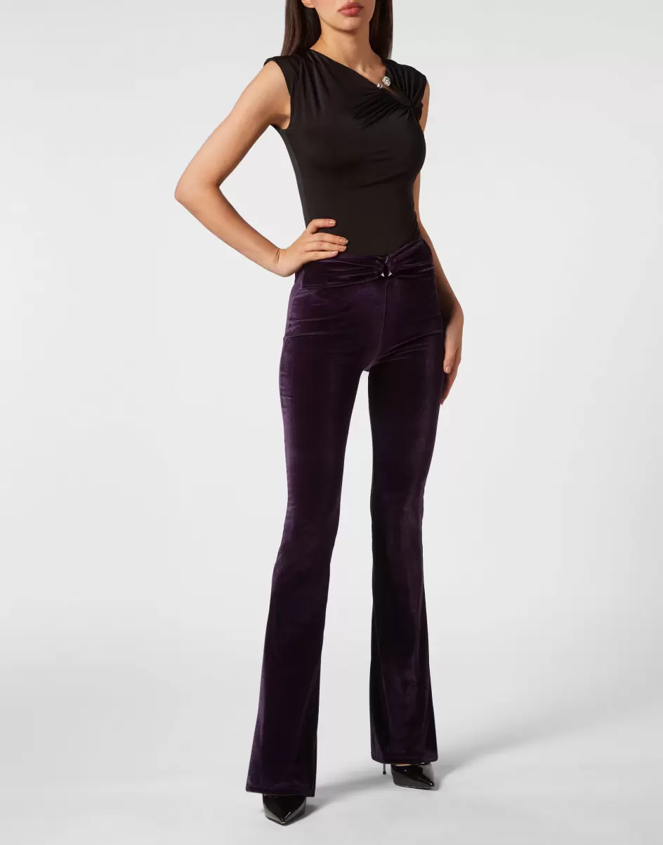Mujer Purple Pantalones & Shorts Flare Trousers Philipp Plein Barato - 3