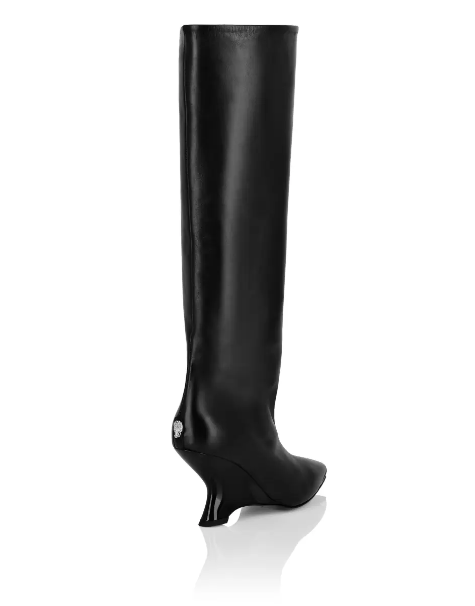 Salida Patent Leather High Wedges Boots Black Botas & Botines Philipp Plein Mujer - 3