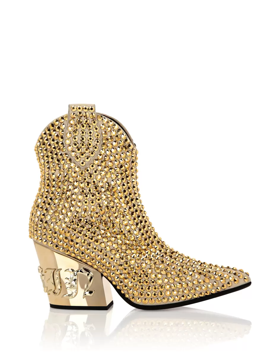 Gold Mujer Cowboy Mid-Heel Boots  Gothic Plein With Crystals Philipp Plein Botas & Botines Promoción - 1