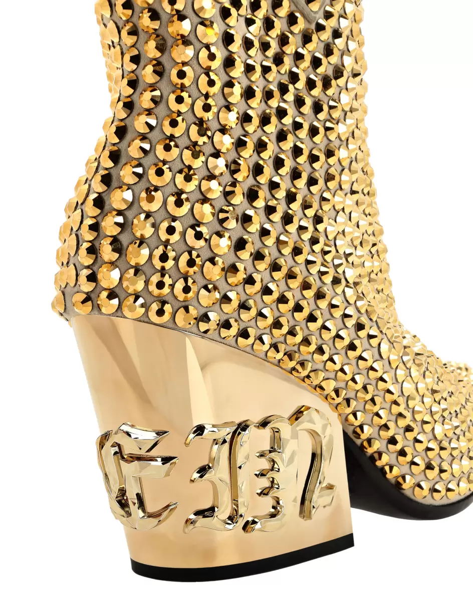 Gold Mujer Cowboy Mid-Heel Boots  Gothic Plein With Crystals Philipp Plein Botas & Botines Promoción - 2