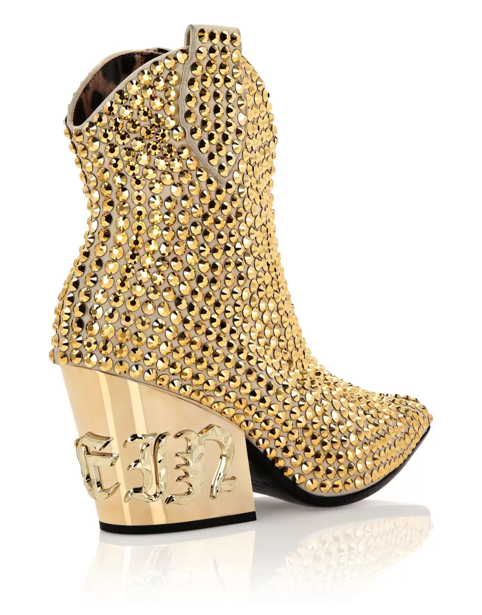 Gold Mujer Cowboy Mid-Heel Boots  Gothic Plein With Crystals Philipp Plein Botas & Botines Promoción - 3