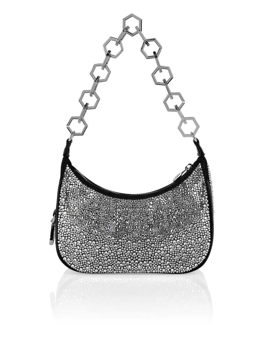 Descuento Philipp Plein Mujer Bolsos De Hombro Y Bandoleras Black / Crystal Leather Shoulder Bag Crystal - 1