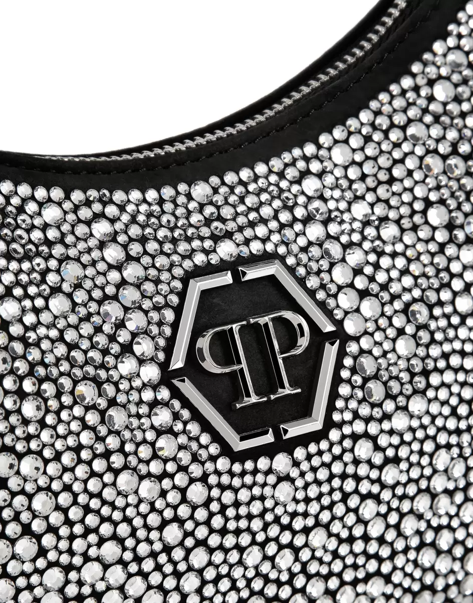 Descuento Philipp Plein Mujer Bolsos De Hombro Y Bandoleras Black / Crystal Leather Shoulder Bag Crystal - 4