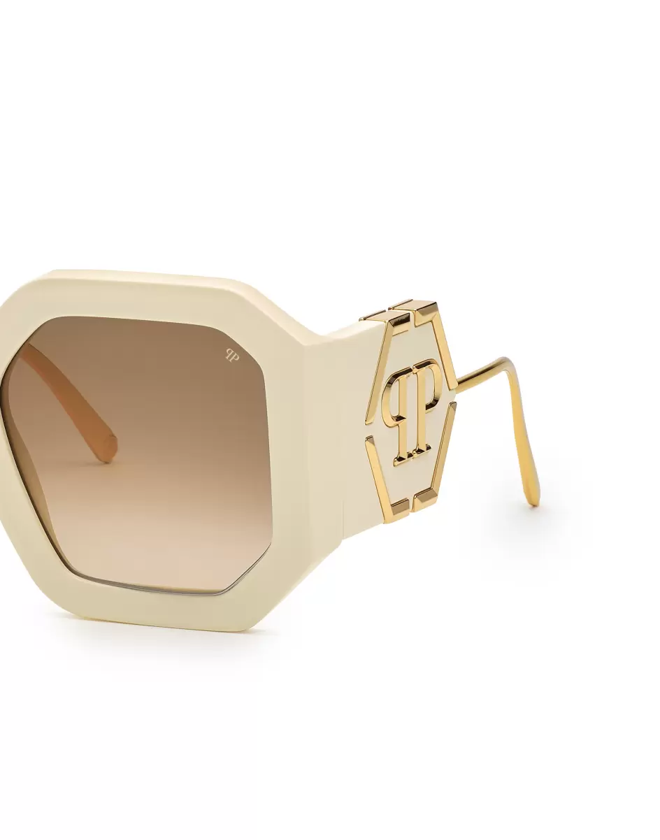Asegurar Ivory Mujer Sunglasses Square Oversize Plein Diva Gafas De Sol Philipp Plein - 4