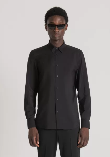 Negro Hombre Comercio Camisa Slim Fit «Napoli» De Tejido Modal Silky Touch Camisas Antony Morato
