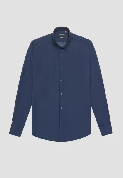 Antony Morato Hombre Tinta Azul Venta Camisas Camisa Slim Fit «Napoli» 100 % De Algodón