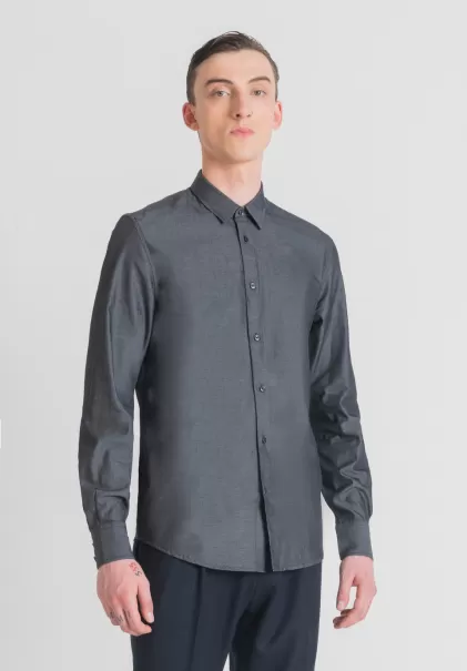 Camisa Slim Fit «Napoli» De Puro Algodón Easy Iron Con Efecto Vaquero Hombre Blu Denim Productos Recomendados Camisas Antony Morato