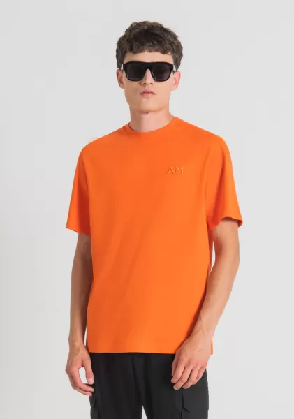 Camiseta Extragrande De 100 % Algodón Con Logotipo Bordado Camisetas Y Polo Naranja Hombre Precio De La Actividad Antony Morato