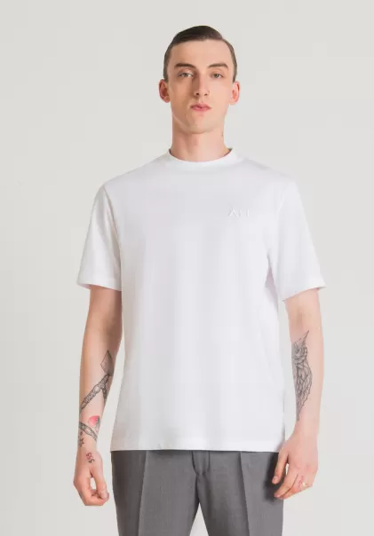 Descuento Hombre Camisetas Y Polo Blanco Antony Morato Camiseta Extragrande De 100 % Algodón Con Logotipo Bordado