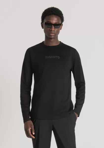Camiseta Regular Fit De Algodón 100 % Con Logotipo Estampado En Relieve Antony Morato Precio Asequible Camisetas Y Polo Negro Hombre