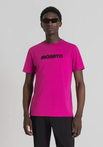 Hombre Camisetas Y Polo Magenta Antony Morato Camiseta Slim Fit De 100 % Algodón Con Logotipo Estampado Conveniencia