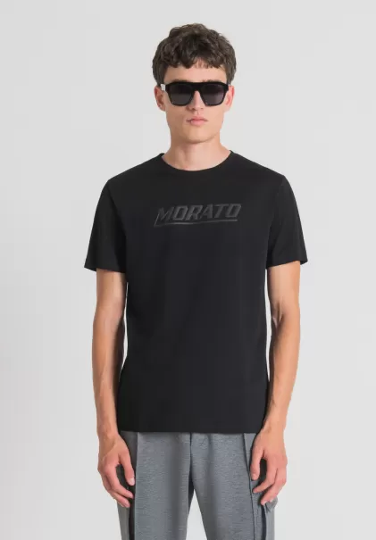 Camiseta Slim Fit De Puro Algodón Con Estampado «Morato» Hombre Antony Morato Negro Camisetas Y Polo Innovación
