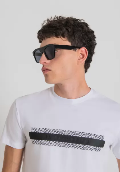 Hombre Nuevo Producto Antony Morato Camiseta Super Slim Fit De Algodón Elástico Con Logotipo En Relieve Camisetas Y Polo Blanco