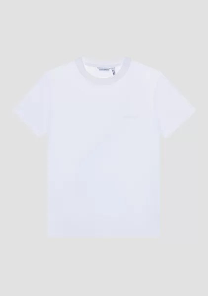 Hombre Antony Morato Crema Camiseta Regular Fit De Viscosa Sostenible Con Logotipo Estampado Camisetas Y Polo Personalización