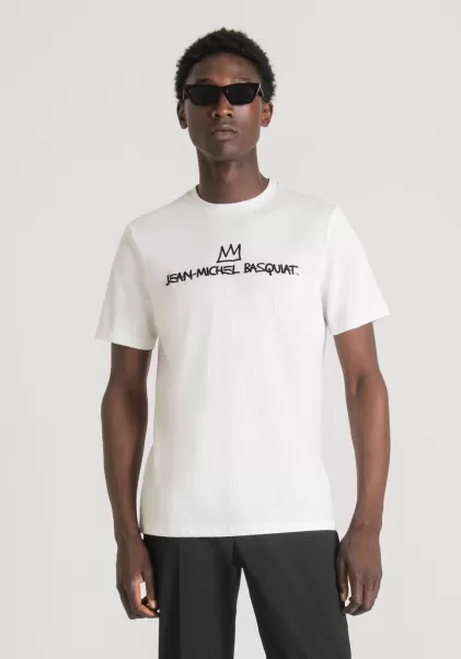 Oferta Camisetas Y Polo Camiseta Regular Fit 100 % De Algodón Con Estampado Basquiat Antony Morato Hombre Crema