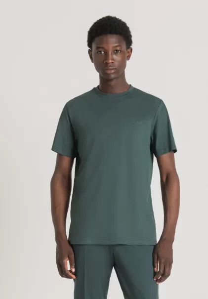 Verde Botella Camiseta Regular Fit De Viscosa Sostenible Con Logotipo Estampado Nuevo Producto Hombre Antony Morato Camisetas Y Polo