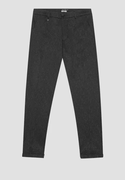 Clásico Pantalón Super Skinny Fit «Ashe» De Tejido Mixto De Viscosa Elástica Con Estampado De Espiga Hombre Antony Morato Pantalones Negro