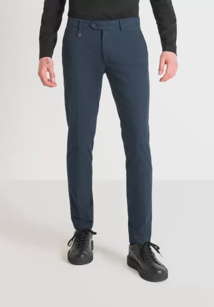 2024 Tinta Azul Hombre Antony Morato Pantalones Pantalón Skinny Fit «Bryan» En Mezcla De Algodón Reforzado Con Tejido Elástico