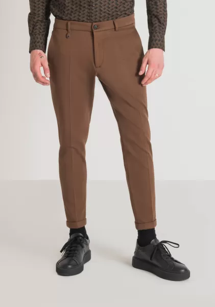 Pantalones Antony Morato Pantalones Super Skinny Fit «Ashe» De Mezcla De Viscosa De Color Liso Hombre Camello Oscuro Garantizado