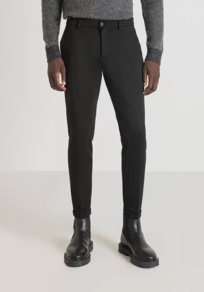 Antony Morato Pantalones Precio Competitivo Negro Hombre Pantalones Super Skinny Fit «Ashe» De Sarga De Viscosa Mixta Elástica