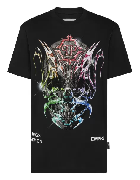 Oferta Camisetas Philipp Plein Black / Multicolored Hombre T-Shirt Round Neck Ss Chrome