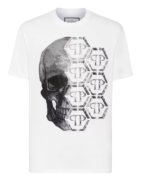 Hombre T-Shirt Round Neck Ss Skull And Plein Exclusivo Camisetas White Philipp Plein