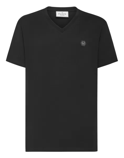 Philipp Plein Asegurar Camisetas Hombre T-Shirt V-Neck Ss Gothic Plein Black