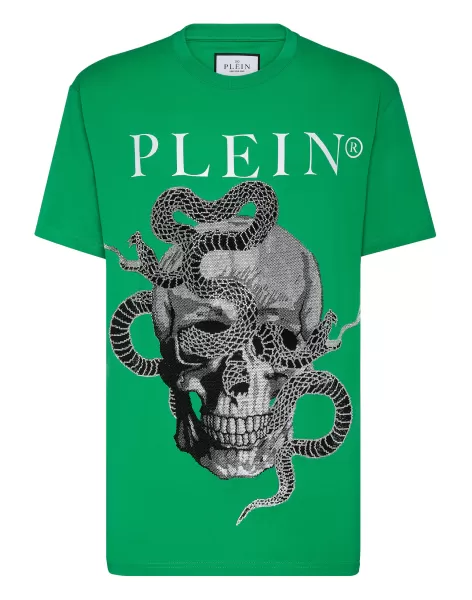 T-Shirt Round Neck Ss Snake Camisetas Philipp Plein Green Hombre Salida