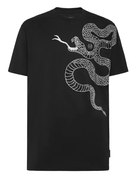T-Shirt Round Neck Ss Snake De Moda Camisetas Hombre Black Philipp Plein