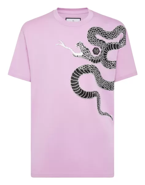 Hombre Philipp Plein Garantizar Camisetas T-Shirt Round Neck Ss Snake Lilac