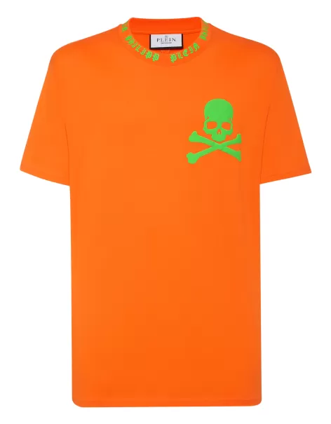 T-Shirt Round Neck Ss Skull&Bones Camisetas Hombre Vender Philipp Plein Orange Fluo