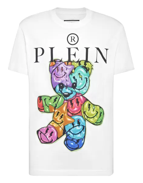 Philipp Plein Venta T-Shirt Round Neck Ss Smile Hombre White Camisetas