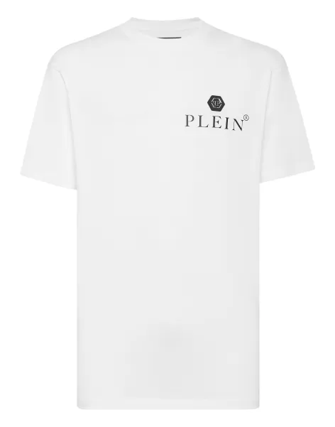 Hombre Philipp Plein Salida T-Shirt Round Neck Ss Hexagon White Camisetas