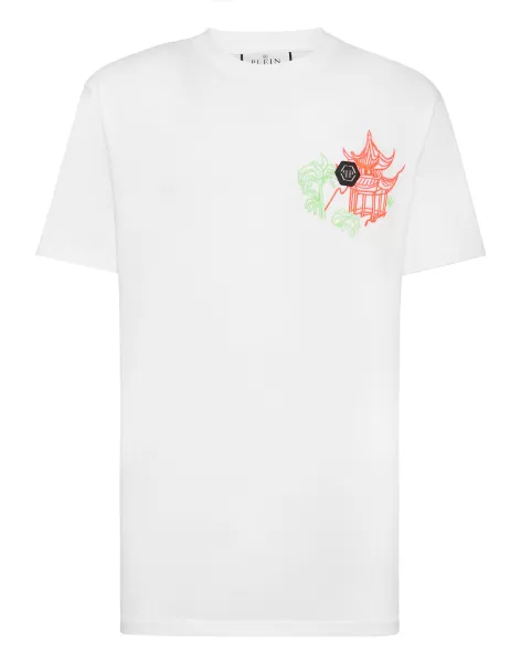 Embroidered T-Shirt Round Neck Ss Promoción Camisetas White Hombre Philipp Plein