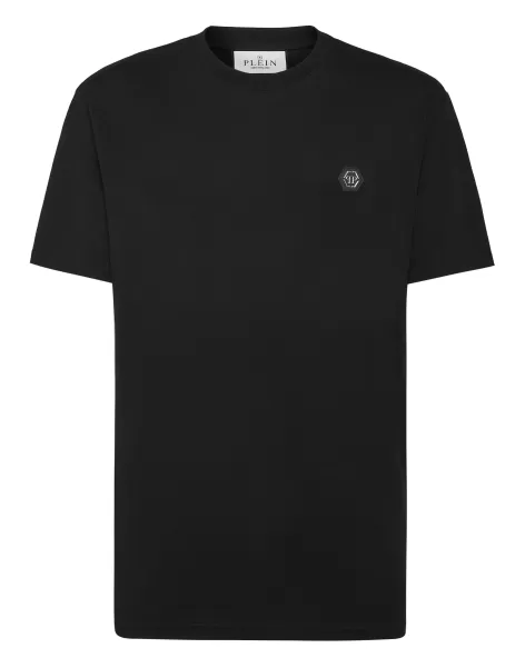 Camisetas Oferta Philipp Plein Black T-Shirt Round Neck Ss Hexagon Hombre