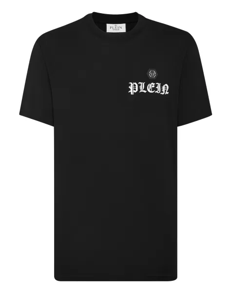 Hombre Philipp Plein Black T-Shirt Round Neck Ss Servicio Camisetas