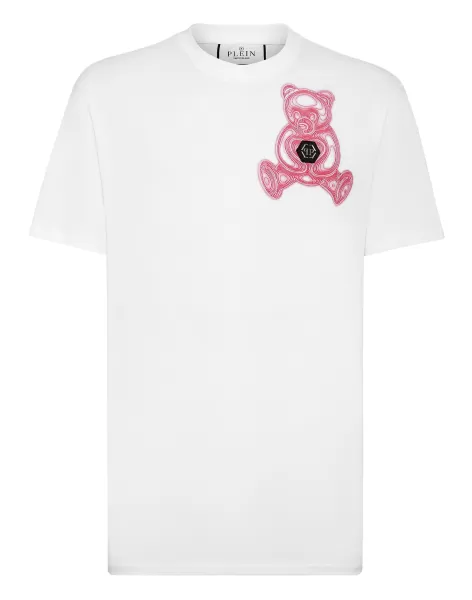 White Philipp Plein Precio De Promoción Camisetas T-Shirt Round Neck Ss Teddy Bear Hombre