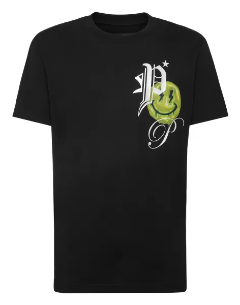 Philipp Plein Hombre Black Precio De La Actividad T-Shirt Round Neck Ss Smile Camisetas