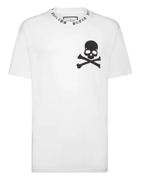 Hombre T-Shirt Round Neck Ss Skull&Bones Camisetas Philipp Plein Lujoso White