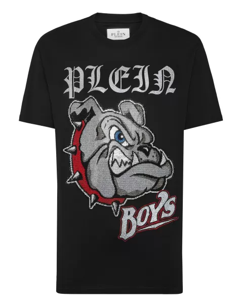Hombre Philipp Plein T-Shirt Round Neck Ss Bulldogs Black Camisetas Precio De Descuento