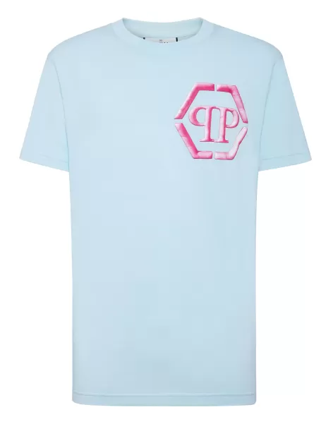 Light Blue Camisetas Philipp Plein T-Shirt Round Neck Ss Hexagon Hombre Descuento