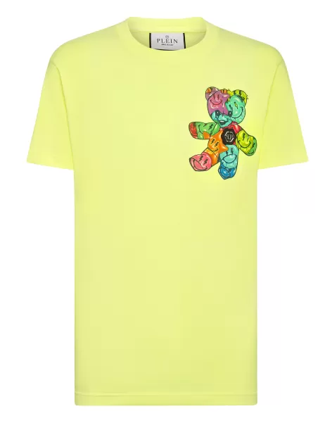 Hombre Camisetas Conveniencia Philipp Plein Yellow Fluo T-Shirt Round Neck Ss Smile