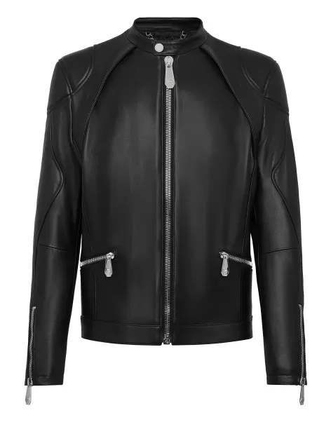 Leather Jacket Black Hombre Philipp Plein Recomendado Chaquetas De Cuero