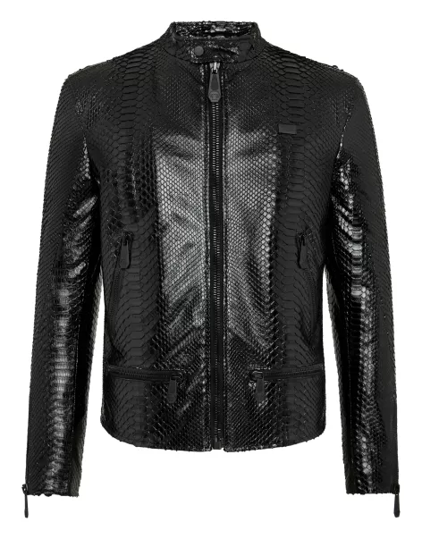 Black Hombre Leather Moto Jacket Luxury Chaquetas De Cuero Philipp Plein Tienda Online